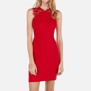 The Express red midi dress with lace detail